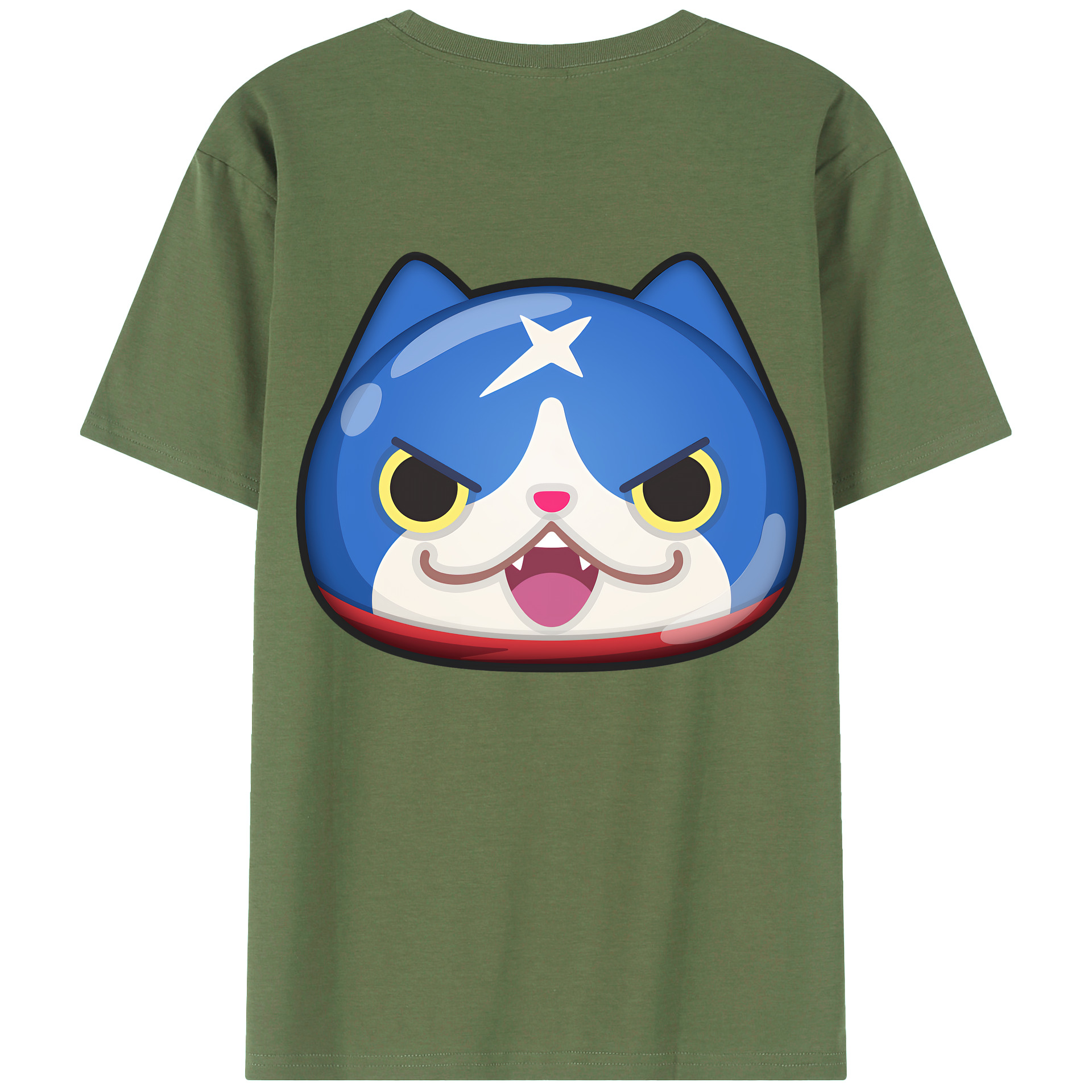 （画像用） 妖怪ウォッチ Yo-kai Watch 綿100％ メンズ半袖Tシャツ（バックプリント） 通気性